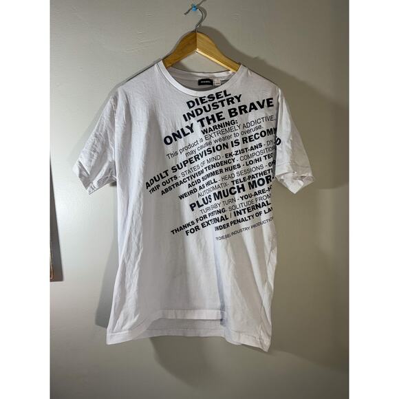 DIESEL ONLY THE BRAVE Graphic T-Shirt | Abstract Slogan Streetwear Tee (Size XL) - Picture 1 of 6